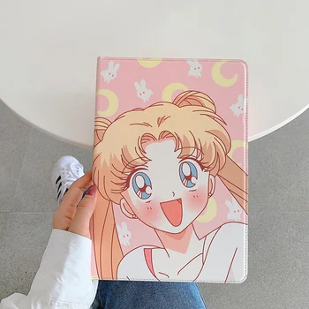 Karikatūra Gudrs Sailor Moon Mīksto Tablet Case For iPad Gaisā 1 2 3 Mini 4 5 Pro 2017 2018 2019 2020 Vāciņu