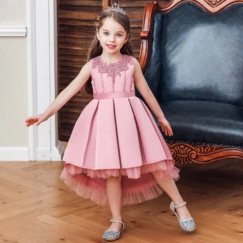 Bērniem Meitene Kūka Tutu Ziedu Kleitu Bērnu Puses Oficiālu Kāzu Kleitu Meitenēm Princess Rozā Sarkana Jaunā Gada Dāvanu Ierašanās 2020
