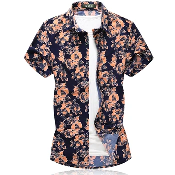 Ir 2021. Jauns Krekls 95%Kokvilnas, Ērti Drukāt Krekls Vīriešiem Havaju Gadījuma Īsām Piedurknēm Krekls Modis Camisa Ķīniešu Stila Ziedu Krekls