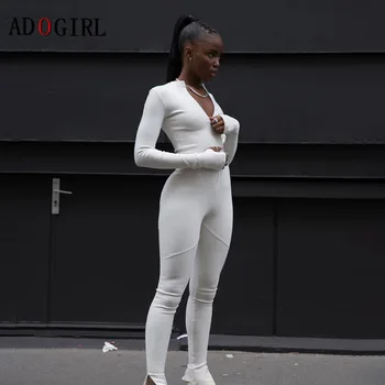 Balts Kombinezonus Sieviešu Jumpsuit Elegants Ar Garām Piedurknēm (Dungriņi) Sexy Nakts Puse Cietā Slim Jumpsuit Streetwear Plus Lieluma