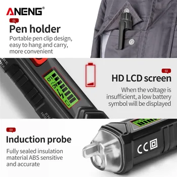 ANENG VC1010+ Digitālā Sprieguma Detektors Mērītājs, Intelligent bezkontakta Pildspalvu Signalizācijas AC Testa Pildspalvu Sensors Testeri Elektriķis Rīki