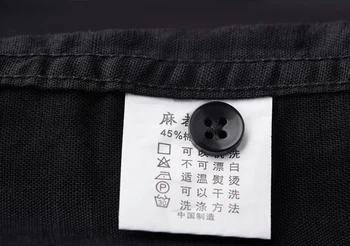 Japāņu stila garām piedurknēm lina krekls, vīriešu liela izmēra kokvilnas vīriešu krekliem stand apkakli vīriešu krekls S-4XL cietā krekli vīriešu camisa