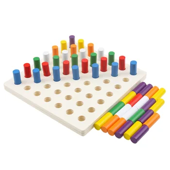 Montessori Maņu Rotaļlietas 7 Krāsas Cilindru Blokiem, ar Koka Kuģa Vizuālu Sajūtu, Rotaļlietas Bērniem Bērnudārzā Krāsas Apmācības 2-4