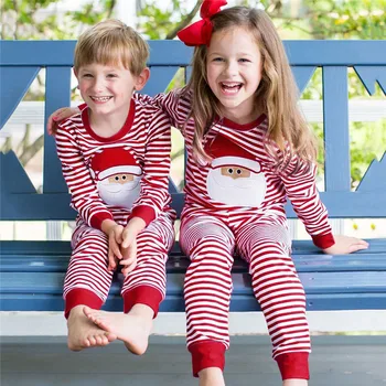 Ziemassvētku pidžamu mājas service set Baby Toddler Meitenes Ziemassvētku Vecītis, Svītrains Tops+Bikses Pidžamas Sleepwear Tērpiem #3O15