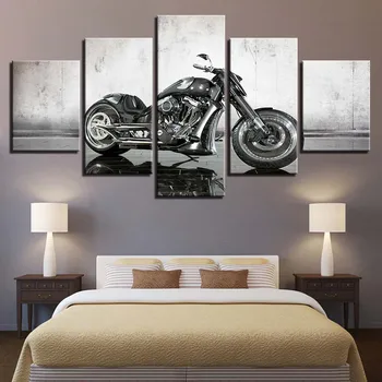 Moduļu Attēlus HD Izdrukas, Mājas Dekoru, 5 gab Gultas Fona Sienas Mākslas Motociklu Kanvas Glezna Mākslas Radošo Plakātu
