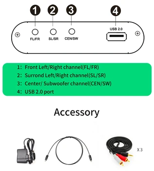 5.1 CH Audio Decoder Bezvadu Bluetooth 5.0 Uztvērējs DAC Audio Adapteri Optical Toslink Koaksiālie AUX USB diska atskaņot DTS, AC3 FLAC
