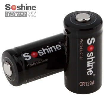 2gab/set Sākotnējā Soshine 3.0 V CR123A Primārās Litija Akumulators 1600mAh RCR123A Akumulators + Pārnēsājamo Bateriju Kārba Augstas Kvalitātes
