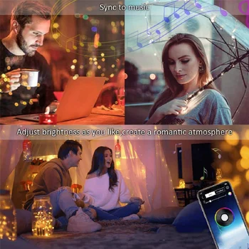 Ziemassvētku Eglītes Gaismas USB Led Nakts Gaisma Bluetooth App Kontroles String Lampas Ūdensizturīgs Pasaku Gaismas Ziemassvētku Rotājumi