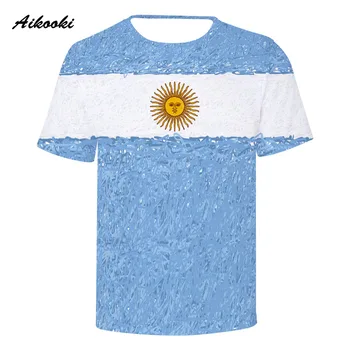 Aikooki Argentīna Valsts Karoga 3D T-krekls Vīriešiem / Sievietēm, Kokvilnas T 3D Drukas Argentīnas Karogu, Zēns/Meitene T Krekls Modes Streetwear