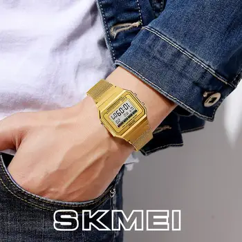 Vīriešu Pulksteņi SKMEI Sporta Slim Dial, Ciparu LED Vīriešu rokas pulksteņi rokassprādze no Nerūsējošā Tērauda Ūdensizturīgs Vīriešiem Skatīties Reloj hombre 2020