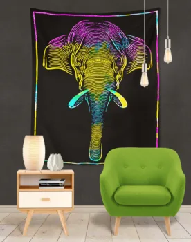 Spēlēt varavīksnes mākslas zilonis Indijas Mandala Gobelēns Sienas Karājas Bohēmijas Čigānu Psychedelic Tapiz Maģija Gobelēns