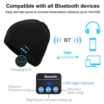 Bluetooth Beanie V5.0 Bluetooth Cepuri Bezvadu Austiņas Beanie Austiņas HD Stereo Skaļruņi Iebūvēts Mikrofons Elektronisko Dāvanas