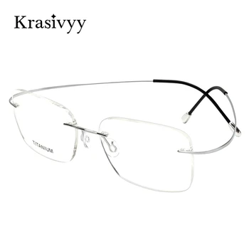 Krasivyy Tīra Titāna Bez Apmales Brilles Rāmis Vīriešu Recepšu Brilles Vācijā Sievietes Tuvredzība Optisko Karkasa Bez Skrūvēm, Brilles