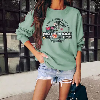 Mātes Dinozauru Drukāt Sporta Krekls Sievietēm 2020. Gadam, Rudens, Ziemas Apģērbi Kawaii Estētisko Vintage Lielajam Ilgtermiņa Piedurknēm Pelēkā Vārna Augšu