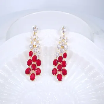 Ir 2021. jaunu modes luksusa RED CZ zircon GOLDENnecklace auskaru komplekts,kāzu bridel vakariņas, banketu kleitu, rotaslietas bezmaksas piegāde