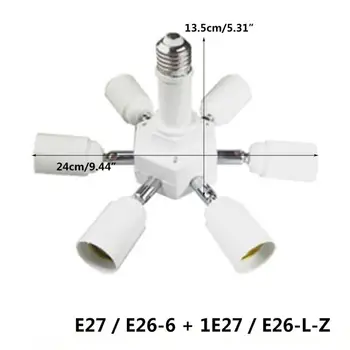 E26 E27 7 1 LED Spuldzes Ligzdas Adapteris Splitter, Standarta Lampas Turētājs Bāzes Pārveidotājs Mājas Komerciālais Apgaismojums