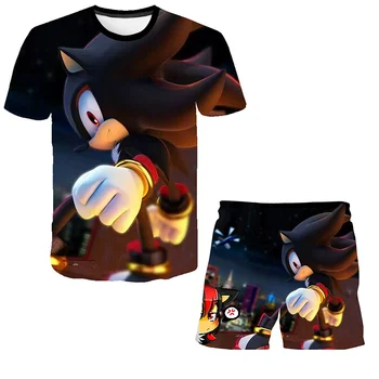 2020 Bērniem, Drēbes Sonic T-krekls Zēniem, Uzvalks Tērpiem, Baby Meitenes Vasaras Pusaudžu Zēni Kopumu, 4-14 Gadiem, Bērnu Apģērbs, T-krekls + Šorti