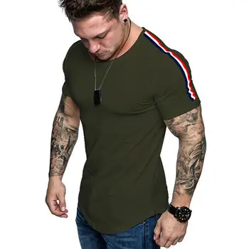 Vīriešu pavisam jaunu modes tendenci gadījuma sporta T-krekls top kokvilnas multicolor īsām piedurknēm liela izmēra muskuļu vīriešu top T-krekls
