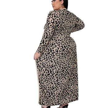 Sieviešu Kritums Apģērbu Sexy Tvertne Kleita un Mētelis ar garām Piedurknēm Leopard Divas Gabals Komplekti Plus Lieluma 2 Gabals Apģērbu Vairumtirdzniecība Dropshipping
