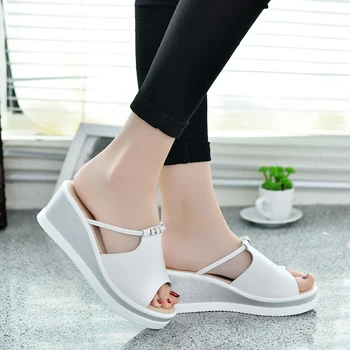 HOVINGEwomen tupele sandales platformas platformas ādas Peep Toe kristāla eleganta sieviete sandales Mūļu koka tupelēm vasaras kurpes