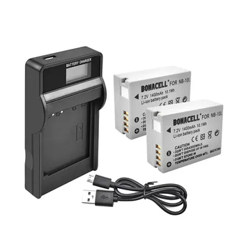 Bonacell 1.4 Ah 7.2 V, NB-10L NB 10L Li-ion Akumulators + LCD Lādētāju Canon PowerShot SX50 SX60 HS G1 X G15 G16 SX40 HS SX50 SX60
