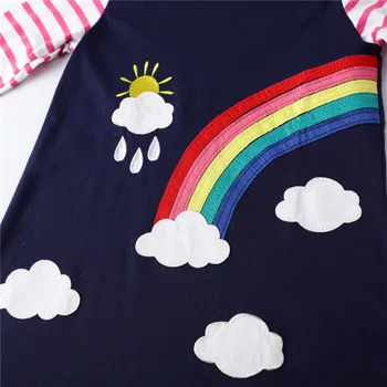 Rainbow Girl Dress Jaunā Pavasara Bērniem, Apģērbs Bērniem, Apģērbs Izdrukāt Garām Piedurknēm Baby Meitene Puse Princese Kleita