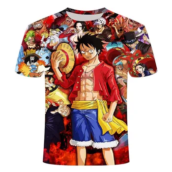 Streetwear 3D drukāšanas karikatūra anime īsām piedurknēm hip hop ielu stilu, zēns anime 3D druka T-krekls