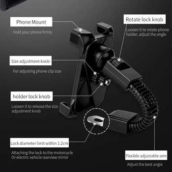 Essager Motociklu Tālruņa Turētājs iPhone, Huawei Mobilo Telefonu Stāvēt Stūres Klipu Moto Mount Bracket Atbalsta Mobilais Turētājs