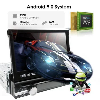 7 collu Android 9 universālas Automašīnas Radio 1 din android auto radio ar DVD Atskaņotāju, GPS NAVIGĀCIJA WIFI Bluetooth autoaudio Aizmugures CAM obd swc