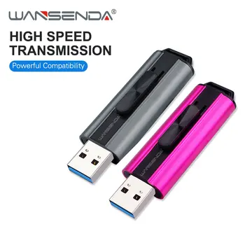 Jaunu Wansenda USB 3.0, USB Flash Drive Metāla Pen Drive 32GB 64GB, 128GB un 256 gb 512 GB Ārējās atmiņas USB Pendrive Stick Atmiņas Disku
