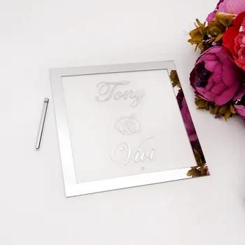 Pasūtījuma Līgava, Līgavainis Nosaukums Spoguļa Rāmja Kāzu Norādes Personalizētu Transperant Akrila Zīme Plate ar Nagu Puse Dekori dod priekšroku