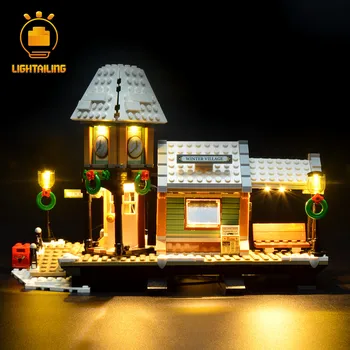 LIGHTAILING Led Apgaismojums Komplektā Īstu Radošo Sērija Ziemas Ciems Stacijas Celtniecības Bloki Savietojami Ar Modeli 10259