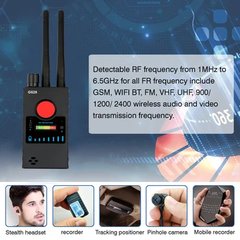G528 Multi-funkciju Dual antenu Anti-spiegu Kameru Detektoru GSM Kļūdu Meklētājs GPS Signāla Lēca RF Tracker