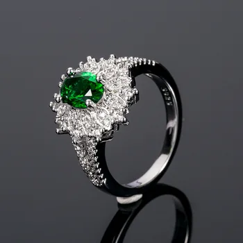 Ir 2021. luksusa zaļo krāsu Ziedi 925 sterling sudraba saderināšanās gredzenu sievietēm jubilejas dāvanu rotaslietas bague femme R5723
