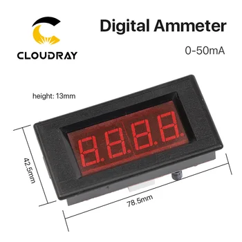 Cloudray 50mA LED Digitālo Ammeter DC 0-50mA Analog Amp mēraparātu Panelī Pašreizējo CO2 Lāzera Gravēšanas Griešanas Mašīna