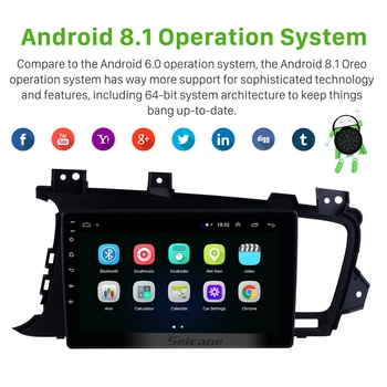 Seicane 9 Collu Quad-core Android 8.1 Auto radio Kia k5 2011 2012 2013 LHD auto dvd atskaņotājs, GPS navigācija, auto multimedia