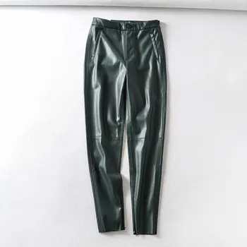 2020 zīmuli bikses sievietēm stilīgs PU ādas bikses sānu rāvējslēdzējs kabatas rotā sieviešu cietā bikses ilgi pantalones mujer