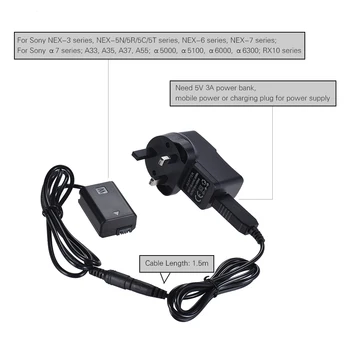 Andoer NP-FW50 Lelli, Akumulatoru, USB Strāvas Adaptera Kabeli ar Kontaktdakšu Nomaiņa AC-PW20 Sony NEX-3/5/6/7 Sērija