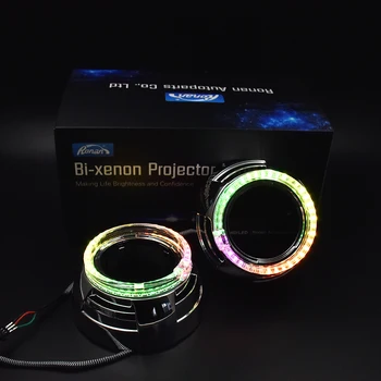 Ronan 3.0 LED angel eyes maska vanšu balta, RGB, par Cayenne Q5 Hella Bi xenon projektora objektīvs automašīnas lukturi maskas Automobiļu vāciņu