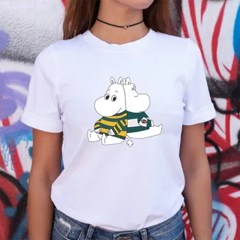 2020 Maz Mana Moomin Tshirts Sieviešu Harajuku Kawaii Dzīvnieku Print White Tshirts Cute Topi, Sieviešu T-krekls Vasaras Drēbes, T krekli