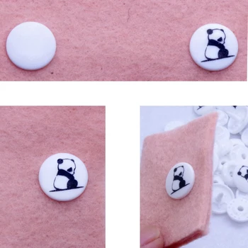 KAM Panda Matēts balts ilgāk dakšas pin Kārta Aplis Dzīvnieku Snap Pogu 12mm 20 T5 Plastmasas Aizdari pogām bērnu autiņbiksīšu audums