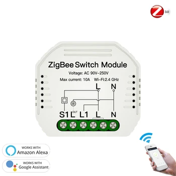 Mini DIY Tuya ZigBee 3.0 Smart Switch Module Smart Dzīves Smart Home 1/2 Veids, 90-250V WiFi Tālvadības Slēdzis Modulis