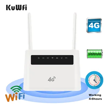 KuWFi 4G Wifi Rūteris, 5000mAh 4G LTE Mobilo Wifi Hotspot Atslēgt Pasaules FDD/TDD LTE Sim Karte, Rūteris, 4 Lan Pieslēgvietu, līdz 32users
