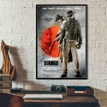 Django Unchained Kventina Tarantino Klasisko Filmu Sērijas Vintage Mākslas Glezniecības Vintage Audekla Plakāta Sienas, Mājas Dekoru