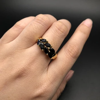 Safīra gredzenu dabas dārgakmens ar 925 sudraba dzeltenā zelta gredzeni, modes rotaslietas jauku kāzu dāvana sievietēm