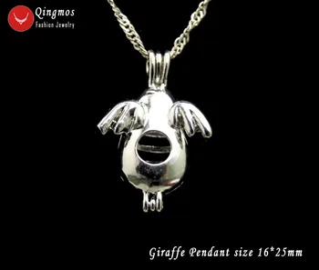 Qingmos Moderns Vēlas Pērle 16*25mm Pingvīns Būris Chokers Kaklarota Sievietēm un Austeru Mīlestības Pērle Kulons & Kaklarota Dāvanu Kastē-3653