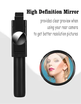 3 IN 1 Pagarināt Selfie Stick Wirleless Bluetooth Statīva Ar Slēdža Tālvadības Mini Rokas Salokāms Monopod Ar Izliektu Spoguli