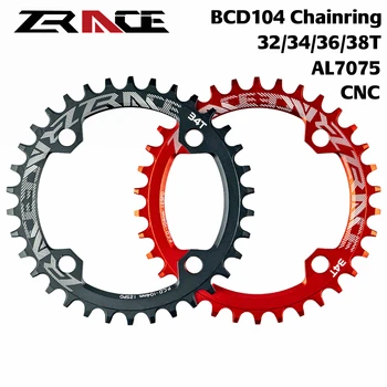 ZRACE Chainrings Chainwheel 32T / 34T / 36T / 38T BCD104, 7075 Alumīnija sakausējuma CNC process, Vickers-cietības 15+ par MTB velosipēdu
