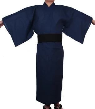Jemma Leong Japāņu Tradicionālās Samuraju Kimono Vīriešiem Yukata Peldēšanās Tērpu Brīvs Stils Sauna Homewear Apģērbu Gara Kleita Kokvilnas