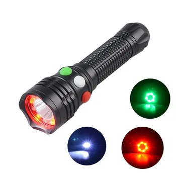 2020 Jaunu 3 Krāsu Signālu Lukturītis Spēcīgs 300 LM LED Sarkans/Zaļš/Balts Gaismas Lāpu, Ar Magnētu Bāzes 18650 Laternu, Kempings